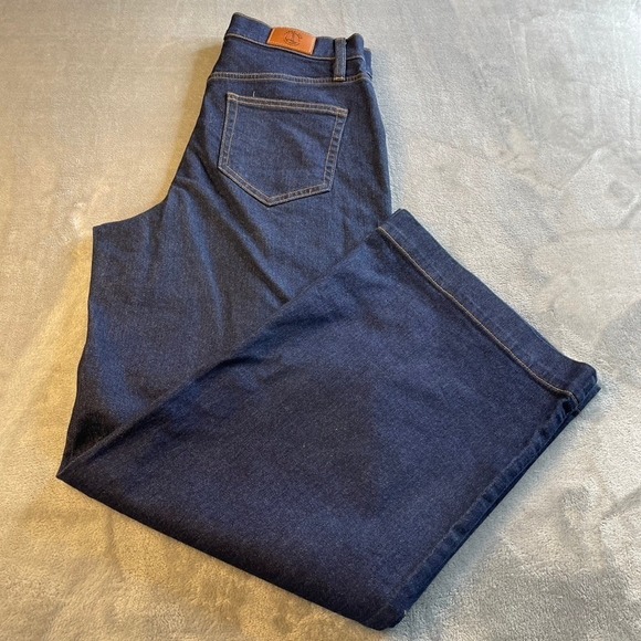 Lands End Women High Rise Wide Leg Trouser Jean Dark Indigo Blue Size 10 Stretch - Picture 3 of 16